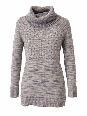 Mana Turtleneck Sweater Blue Acrylic Ribbed Long Sleeve Knit Woman's Medium NWT